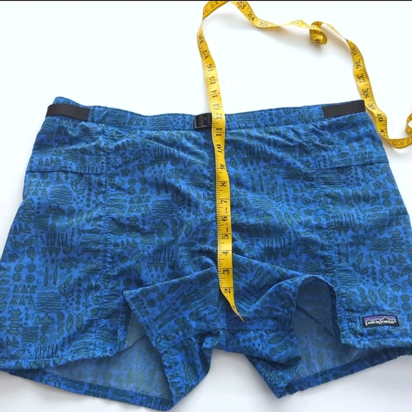 Patagonia Blue & Black Swim Shorts Trunks w Belt Size L - Picture 4 of 11